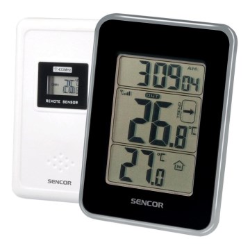 Sencor - Digitales Thermometer mit Funkfühler 2xAAA schwarz