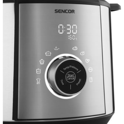 Sencor - Elektrischer Schnellkochtopf mit LCD Display 1100W/230V 10 Funktionen 5,5 l