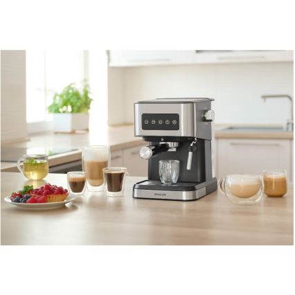 Sencor - Espressomaschine mit Siebträger 1050 W/230 V schwarz/mattchrom