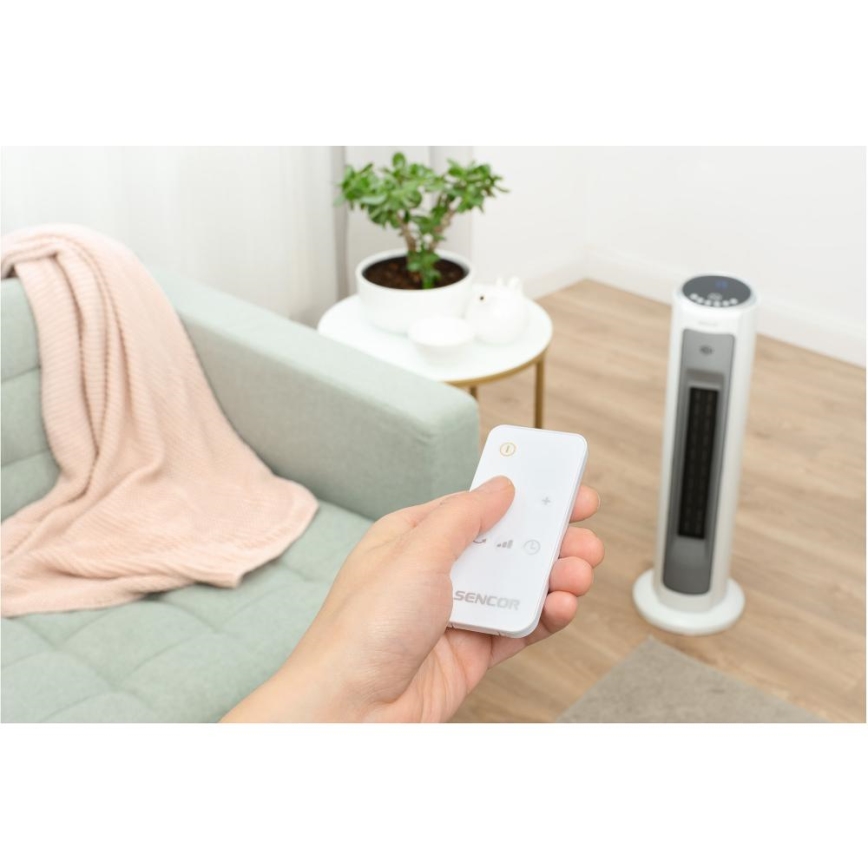 Sencor - Heizlüfter mit keramischem Heizelement 2200W/230V Wi-Fi weiß + Fernbedienung