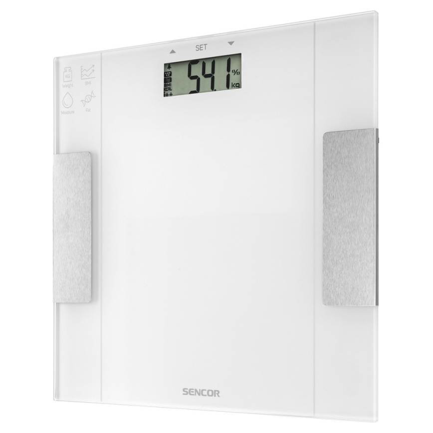 Sencor - Intelligente Fitnesswaage 1xCR2032 weiß
