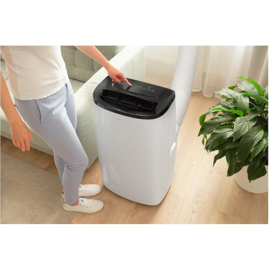Sencor - Intelligente mobile Klimaanlage 4-in-1 inkl. komplettem Zubehör 1700 W/230 V, 12 000 BTU, Wi‑Fi, weiß + Fernbedienung