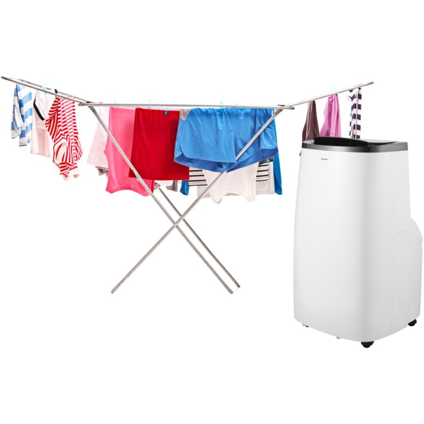 Sencor - Intelligente mobile Klimaanlage 4-in-1 inkl. komplettem Zubehör 1700 W/230 V, 12 000 BTU, Wi‑Fi, weiß + Fernbedienung