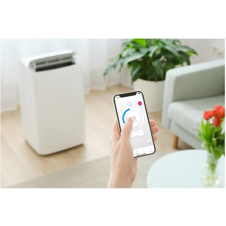 Sencor - Smarte mobile Klimaanlage 5-in-1, inkl. Komplettzubehör, 733 W/230 V, 9000 BTU, Wi-Fi, weiß + Fernbedienung