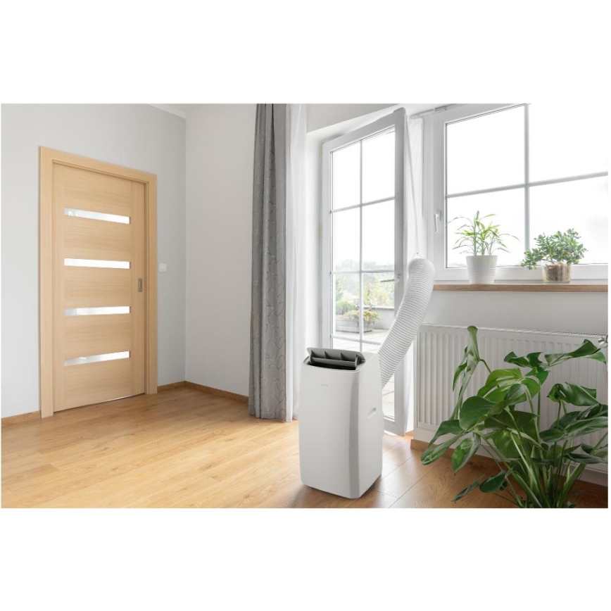 Sencor - Smarte mobile Klimaanlage 5-in-1, inkl. Komplettzubehör, 733 W/230 V, 9000 BTU, Wi-Fi, weiß + Fernbedienung