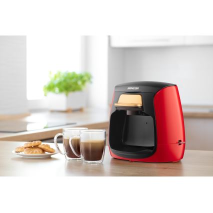 Sencor - Kaffeemaschine mit zwei Tassen 500W/230V rot/schwarz