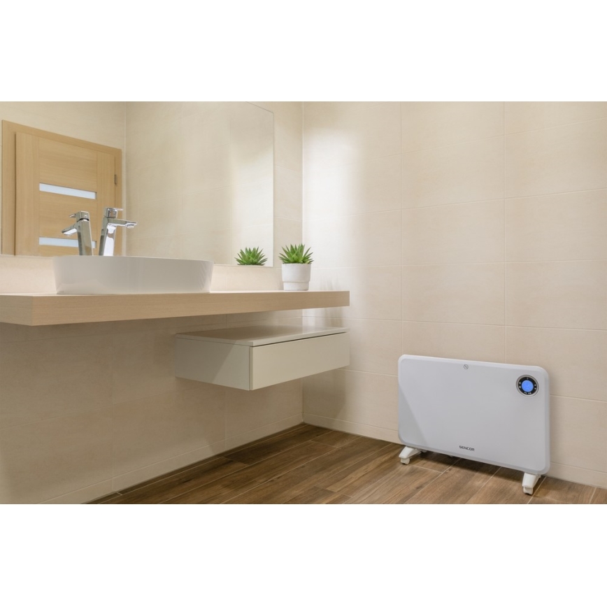 Sencor - Konvektionsheizer mit LCD-Display und Thermostat 750W/1500W/230V IP24