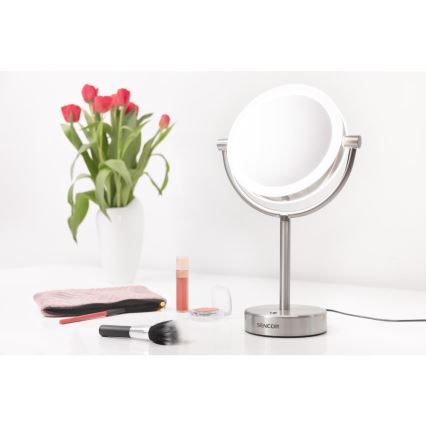 Sencor - Kosmetikspiegel mit LED-Beleuchtung LED/5W/230V Edelstahl