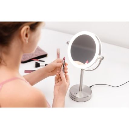 Sencor - Kosmetikspiegel mit LED-Beleuchtung LED/5W/230V Edelstahl