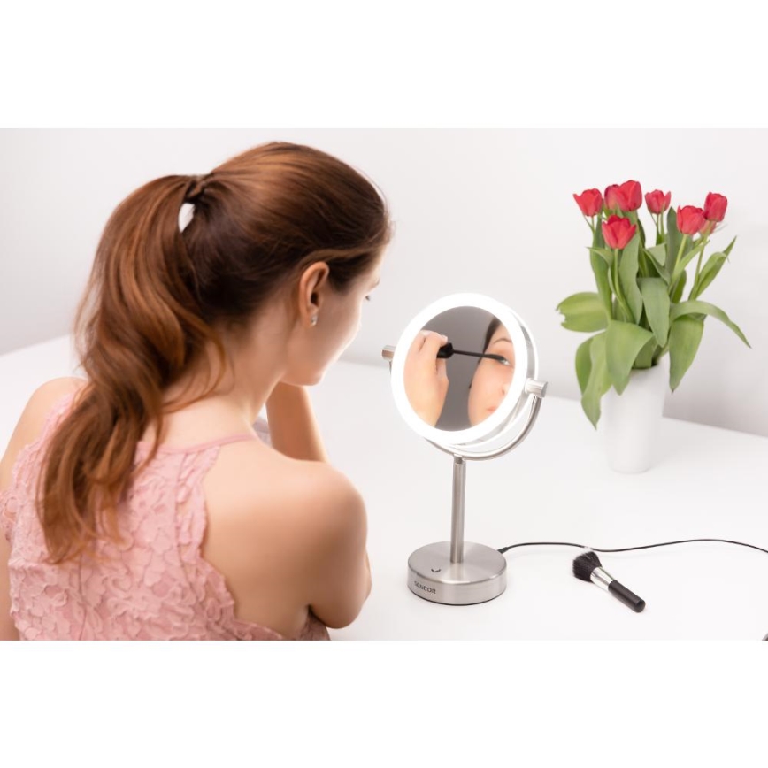 Sencor - Kosmetikspiegel mit LED-Beleuchtung LED/5W/230V Edelstahl