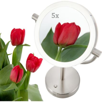 Sencor - Kosmetikspiegel mit LED-Beleuchtung LED/5W/230V Edelstahl