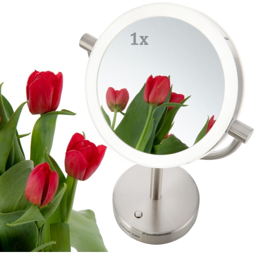 Sencor - Kosmetikspiegel mit LED-Beleuchtung LED/5W/230V Edelstahl