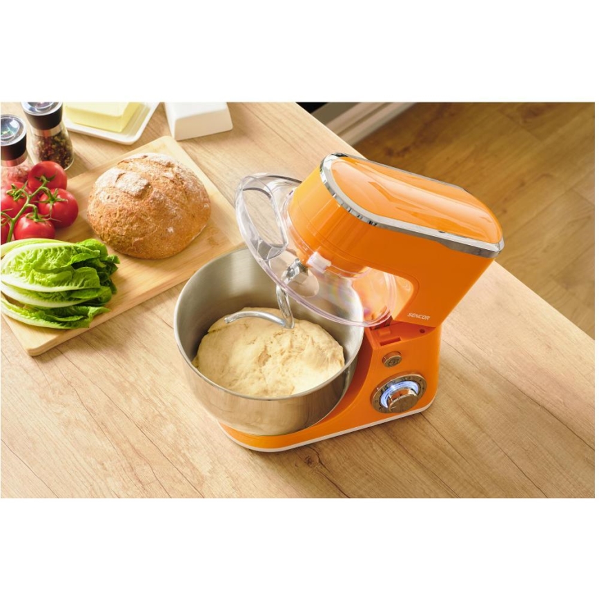 Sencor - Küchenmaschine mit Edelstahlschüssel 1300W/230V orange