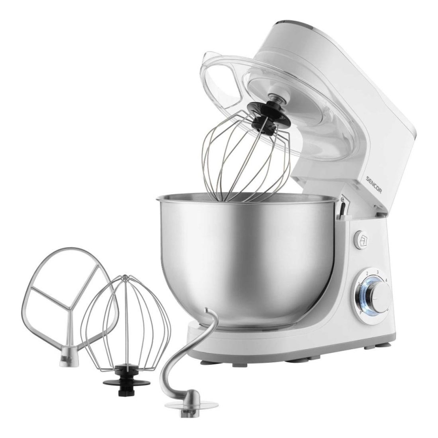 Sencor - Küchenmaschine mit Edelstahlschüssel 1300W/230V weiß