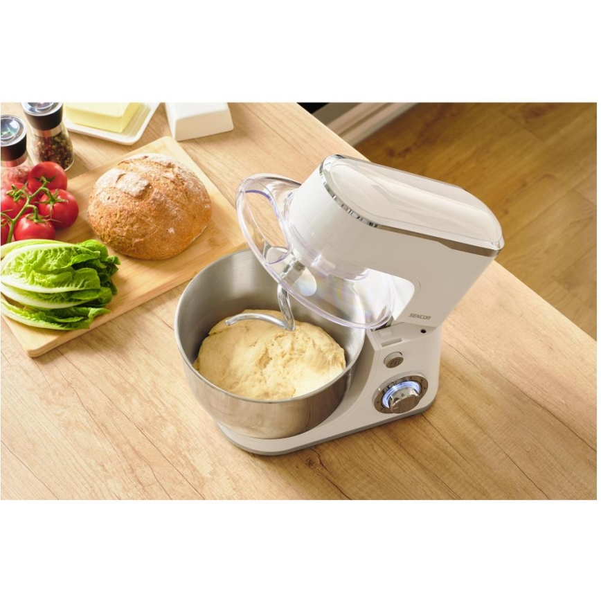 Sencor - Küchenmaschine mit Edelstahlschüssel 1300W/230V weiß
