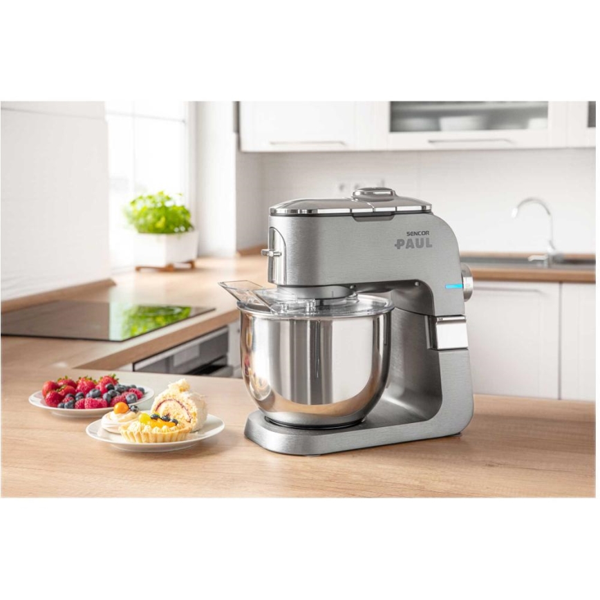 Sencor - Küchenmaschine mit Edelstahlschüssel 1700W/230V matt Chrom