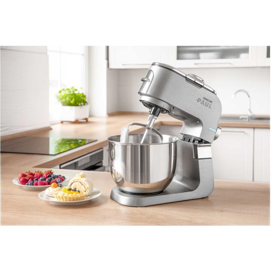 Sencor - Küchenmaschine mit Edelstahlschüssel 1700W/230V matt Chrom