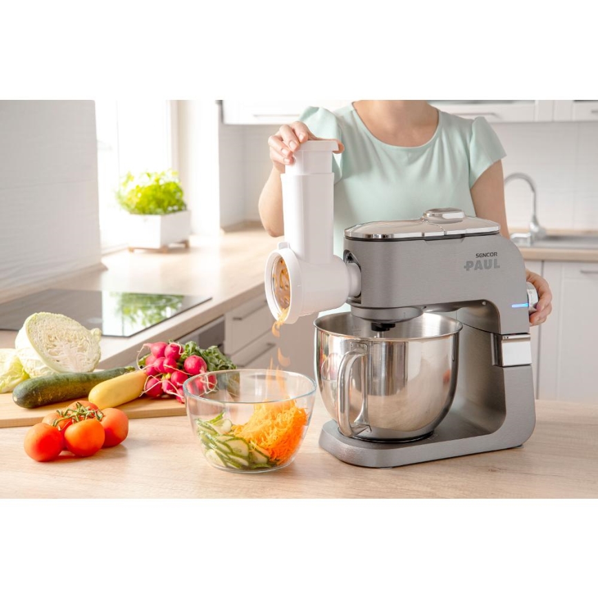 Sencor - Küchenmaschine mit Edelstahlschüssel 1700W/230V matt Chrom