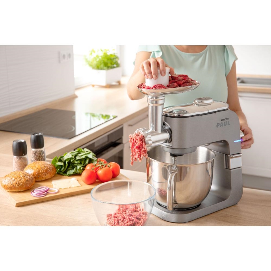 Sencor - Küchenmaschine mit Edelstahlschüssel 1700W/230V matt Chrom