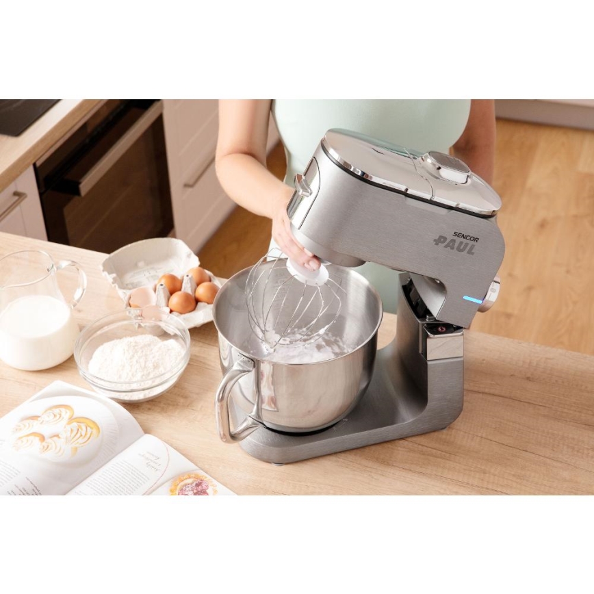 Sencor - Küchenmaschine mit Edelstahlschüssel 1700W/230V matt Chrom