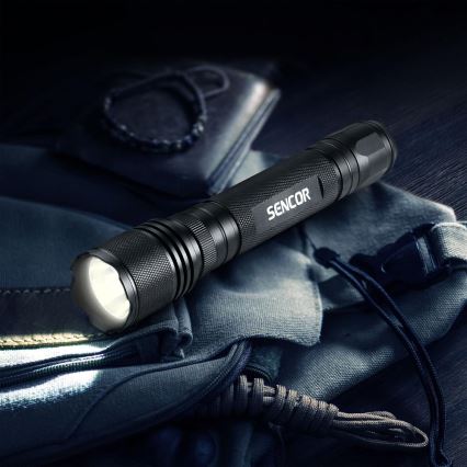 Sencor - LED Aluminium-Taschenlampe LED/5W/6xAAA IP44 schwarz