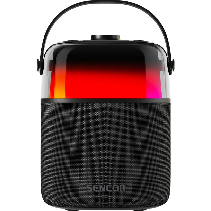 Sencor - LED RGB Lautsprecher mit kabellosen Mikrofonen 35W 8000 mAh + 2x 1800 mAh IPX5 schwarz