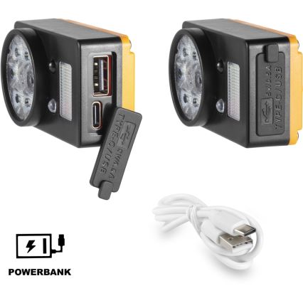 Sencor - LED Stirnlampe mit Powerbank-Funktion LED/5W/1200 mAh IP44