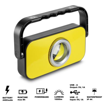 Sencor – LED-Taschenlampe mit Powerbank LED/10W/4400 mAh IP44