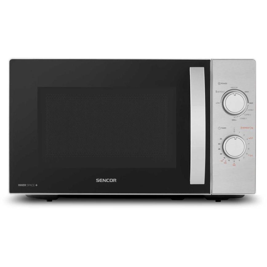Sencor - Mikrowelle mit Grillfunktion 700W/1000W/230V 20 l mattes Chrom