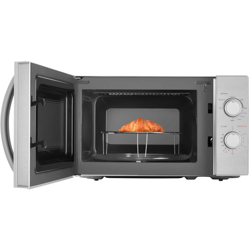 Sencor - Mikrowelle mit Grillfunktion 700W/1000W/230V 20 l mattes Chrom