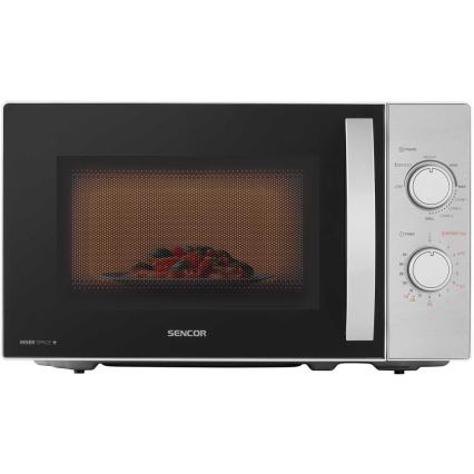 Sencor - Mikrowelle mit Grillfunktion 700W/1000W/230V 20 l mattes Chrom