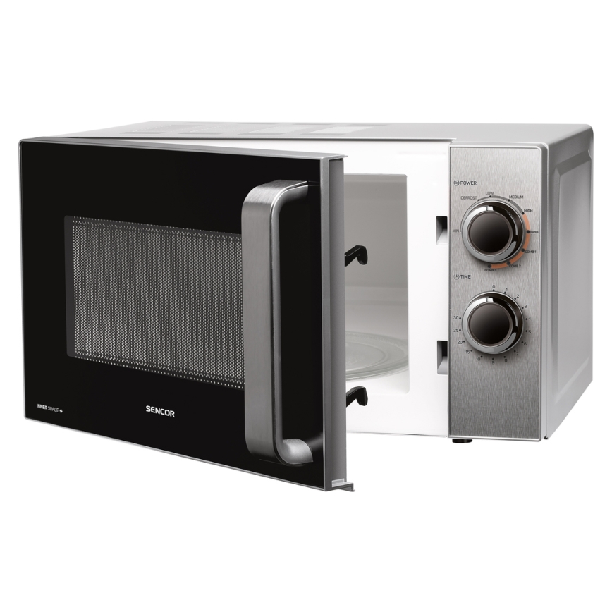 Sencor - Mikrowelle mit Grillfunktion 700W/900W/230V 17 l Edelstahl
