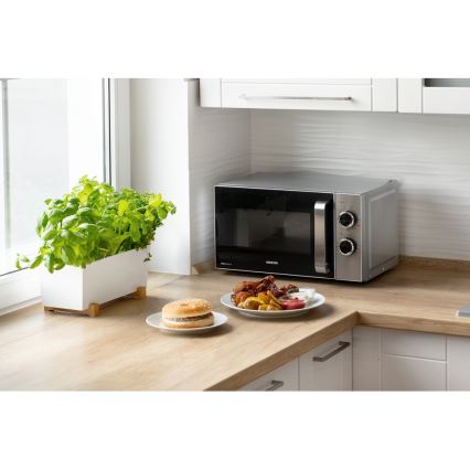 Sencor - Mikrowelle mit Grillfunktion 700W/900W/230V 17 l Edelstahl