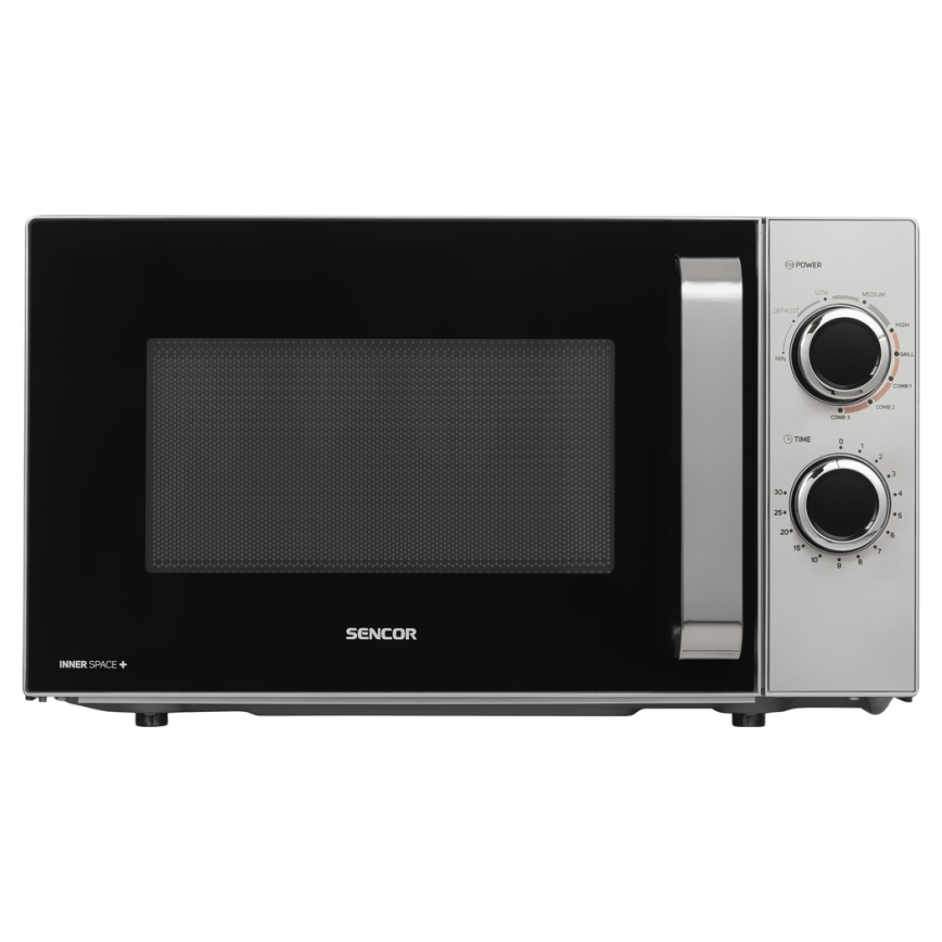 Sencor - Mikrowelle mit Grillfunktion 700W/900W/230V 17 l Edelstahl