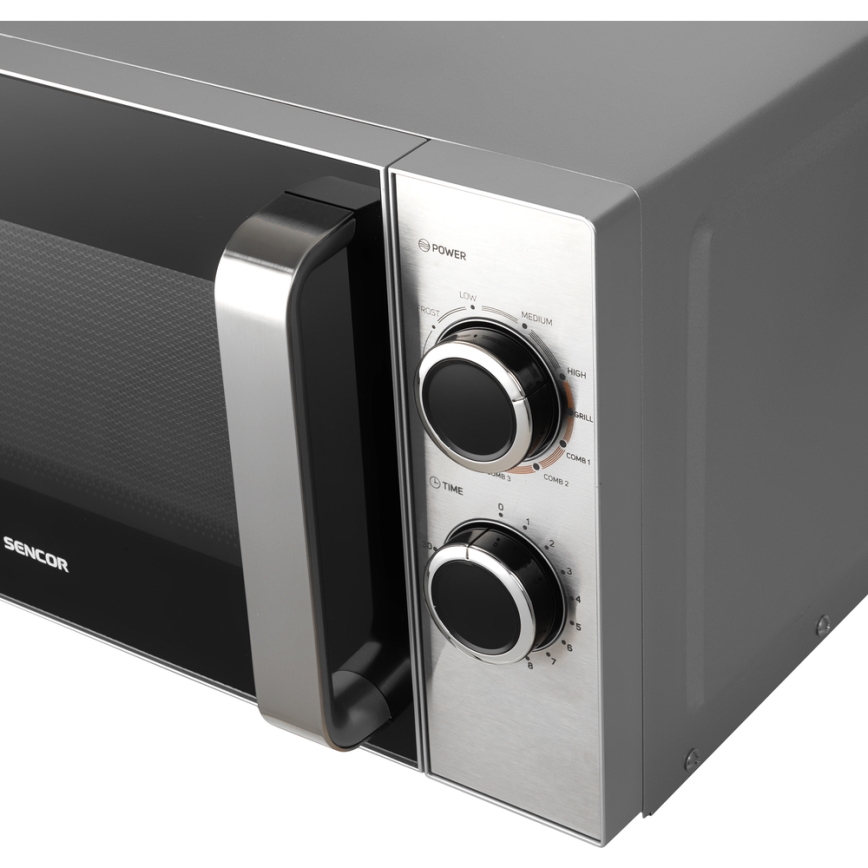 Sencor - Mikrowelle mit Grillfunktion 700W/900W/230V 17 l Edelstahl