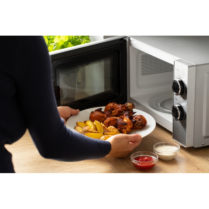 Sencor - Mikrowelle mit Grillfunktion 700W/900W/230V 17 l Edelstahl