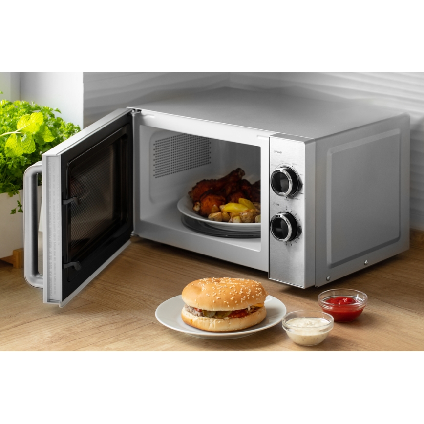 Sencor - Mikrowelle mit Grillfunktion 700W/900W/230V 17 l Edelstahl