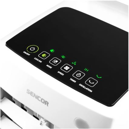 Sencor - Mobiler Luftkühler mit LED-Anzeige 3in1 70W/230V weiß + Fernbedienung