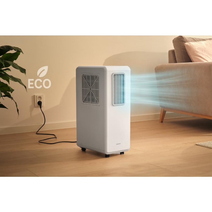Sencor - Mobiles Klimagerät 4-in-1, 200 W/230 V, 1800 BTU, weiß, mit Fernbedienung