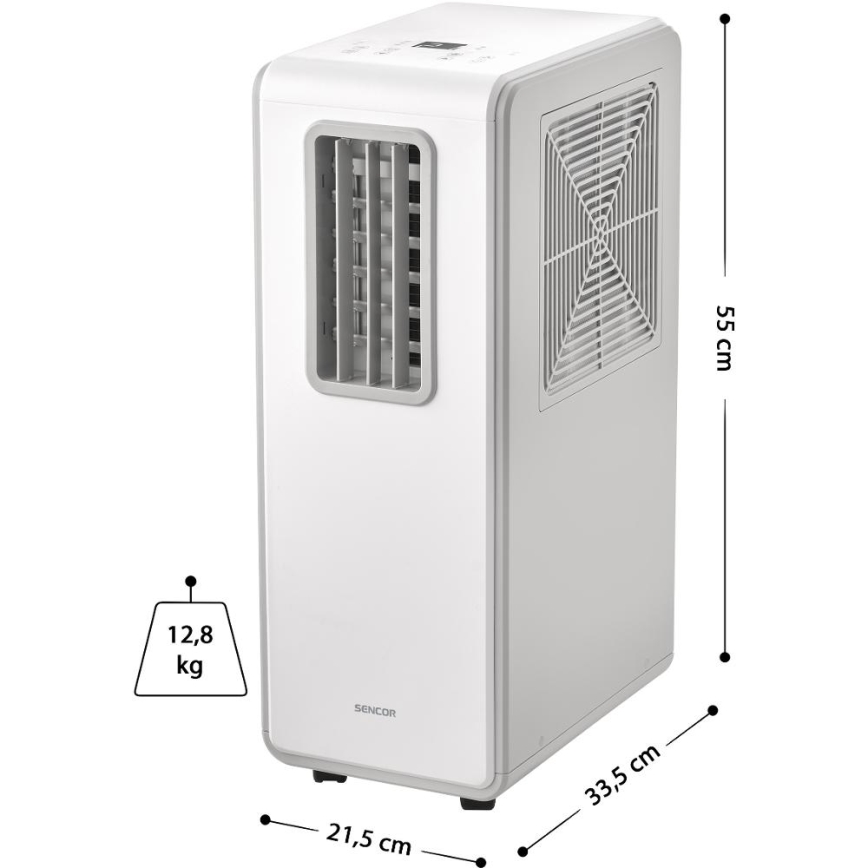 Sencor - Mobiles Klimagerät 4-in-1, 200 W/230 V, 1800 BTU, weiß, mit Fernbedienung
