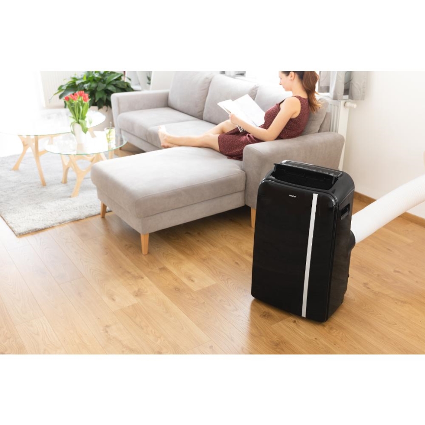 Sencor - Mobiles Smart-Klimagerät 3in1 mit komplettem Zubehör 1450W/230V 12000 BTU Wi-Fi schwarz + Fernbedienung