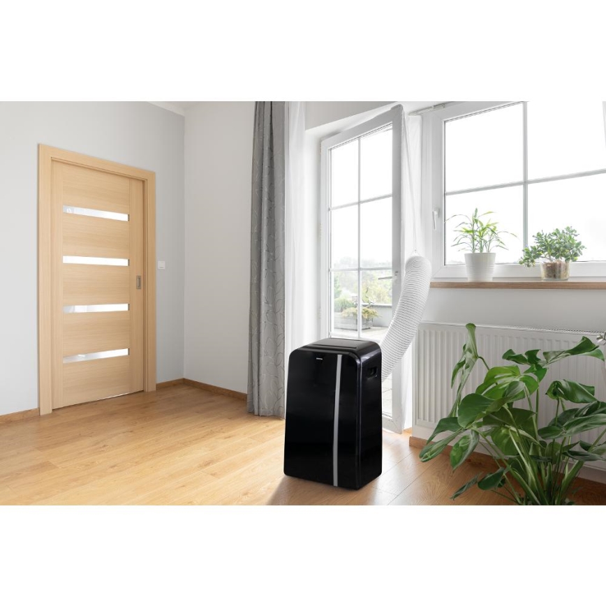 Sencor - Mobiles Smart-Klimagerät 3in1 mit komplettem Zubehör 1450W/230V 12000 BTU Wi-Fi schwarz + Fernbedienung