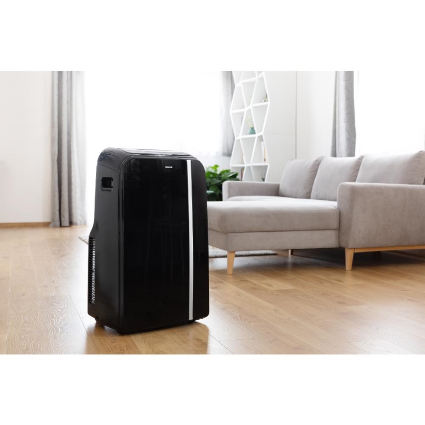 Sencor - Mobiles Smart-Klimagerät 3in1 mit komplettem Zubehör 1450W/230V 12000 BTU Wi-Fi schwarz + Fernbedienung