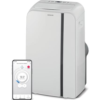 Sencor - Mobiles Smart-Klimagerät 3in1 mit komplettem Zubehör 1450W/230V 12000 BTU Wi-Fi weiß + Fernbedienung