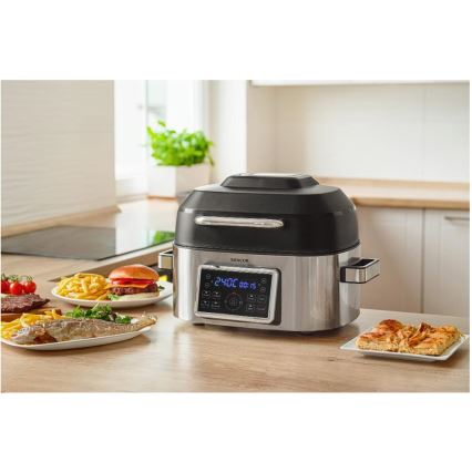 Sencor - Multifunktionale Heißluftfritteuse und Grill 1660W/230V 6 l mattchrom/schwarz