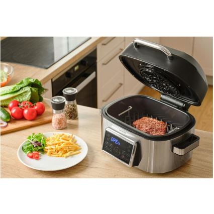 Sencor - Multifunktionale Heißluftfritteuse und Grill 1660W/230V 6 l mattchrom/schwarz