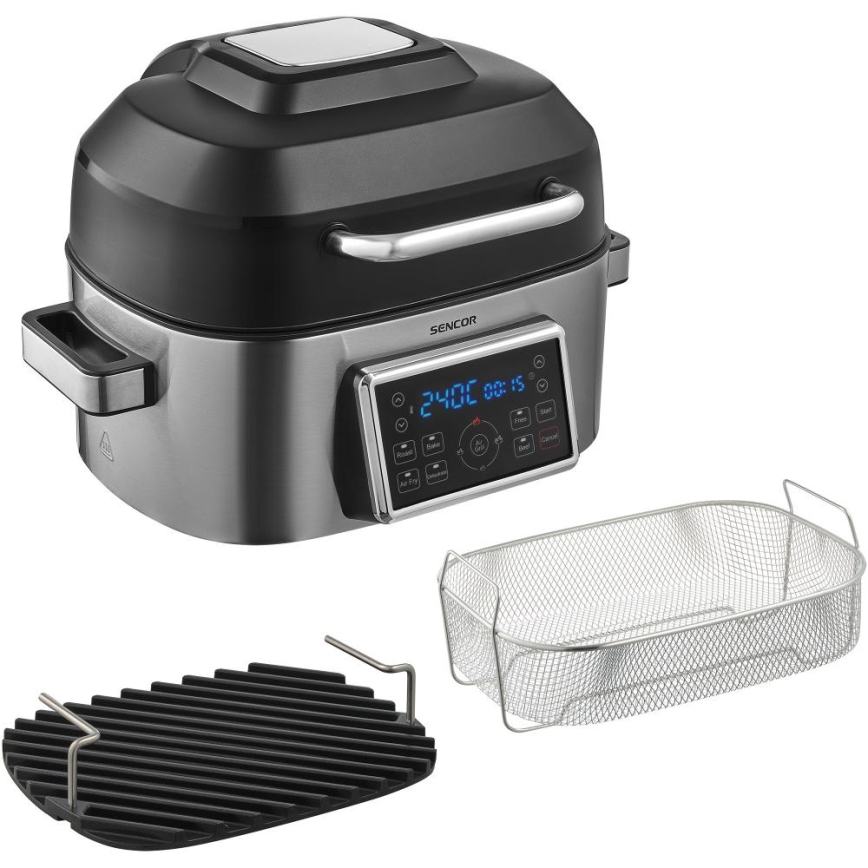 Sencor - Multifunktionale Heißluftfritteuse und Grill 1660W/230V 6 l mattchrom/schwarz