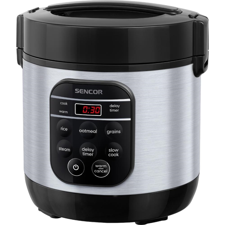 Sencor - Multifunktionaler Reiskocher 350W/230V 0,6 l Edelstahl/Schwarz