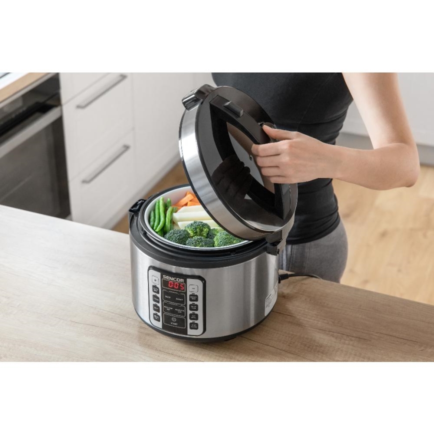Sencor - Multifunktionaler Reiskocher 700 W/230 V 1,5 l Edelstahl/schwarz
