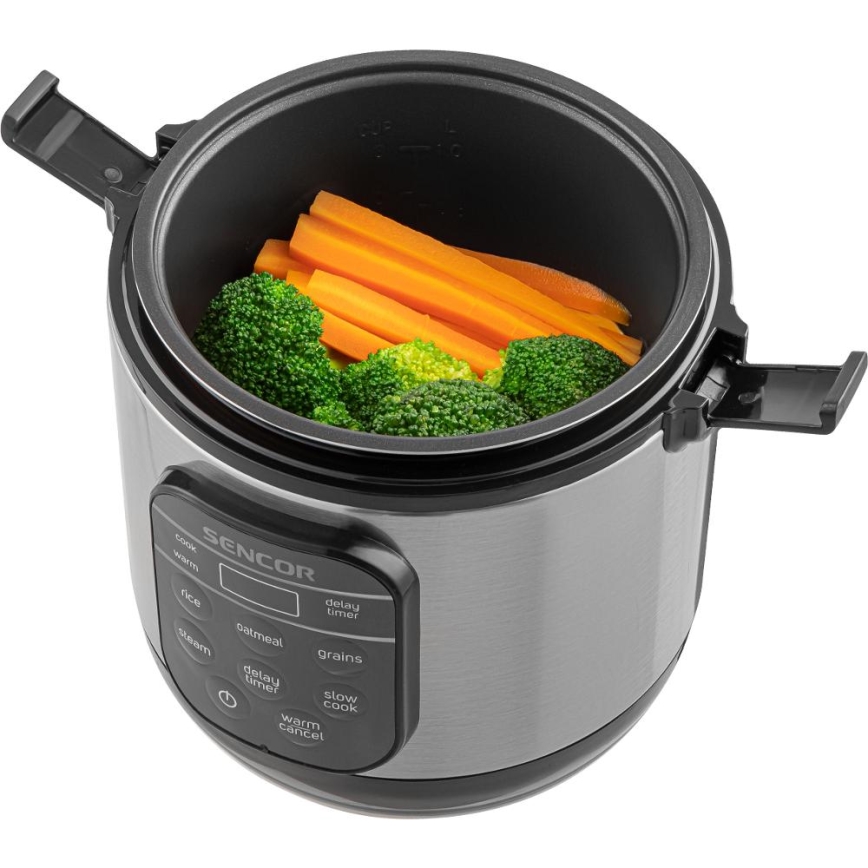 Sencor - Multifunktions-Reiskocher 350W/230V 0,6 l Edelstahl/schwarz